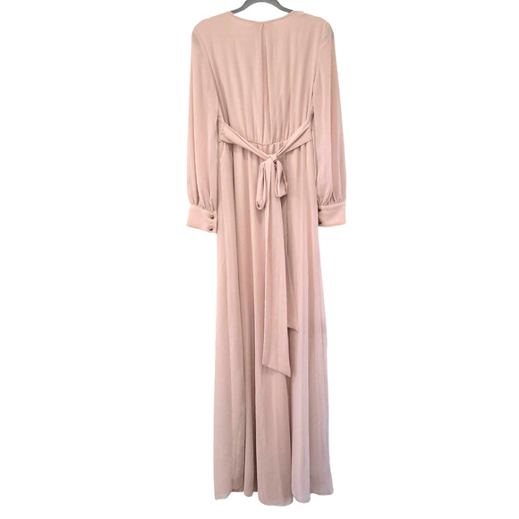 Baltic Born Lydia Maxi Dress in Natural V-Neck Cuff Long Sleeve Chiffon Dress M - Picture 5 of 12